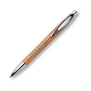 Picture of Bamboo Push Button Pen With Silver Fittings